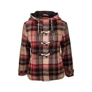 Cold Storage Wool Blend Brown/Red Plaid Full Zip Hood Jacket Women Sz Small